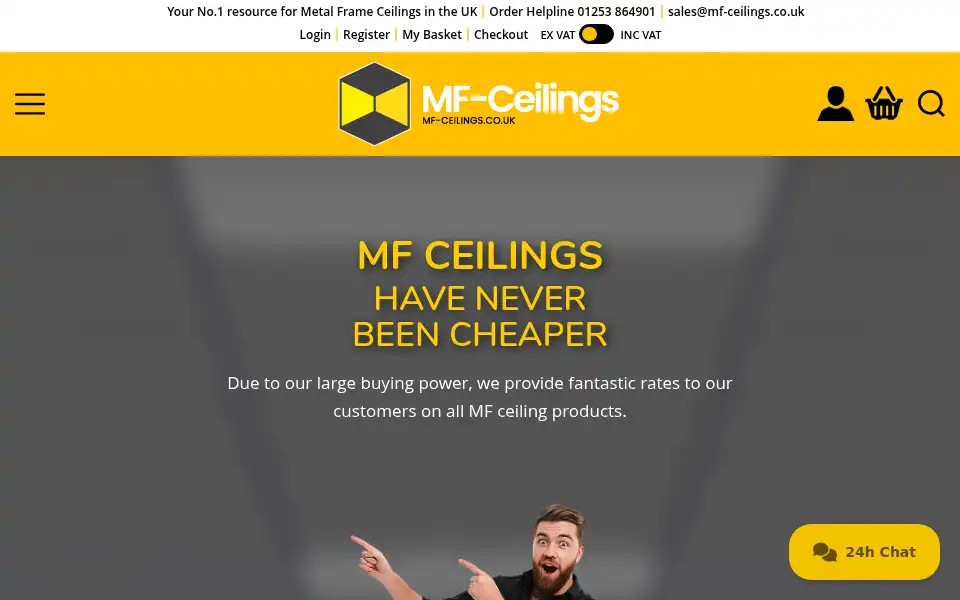 Screenshot of mf-ceilings.co.uk