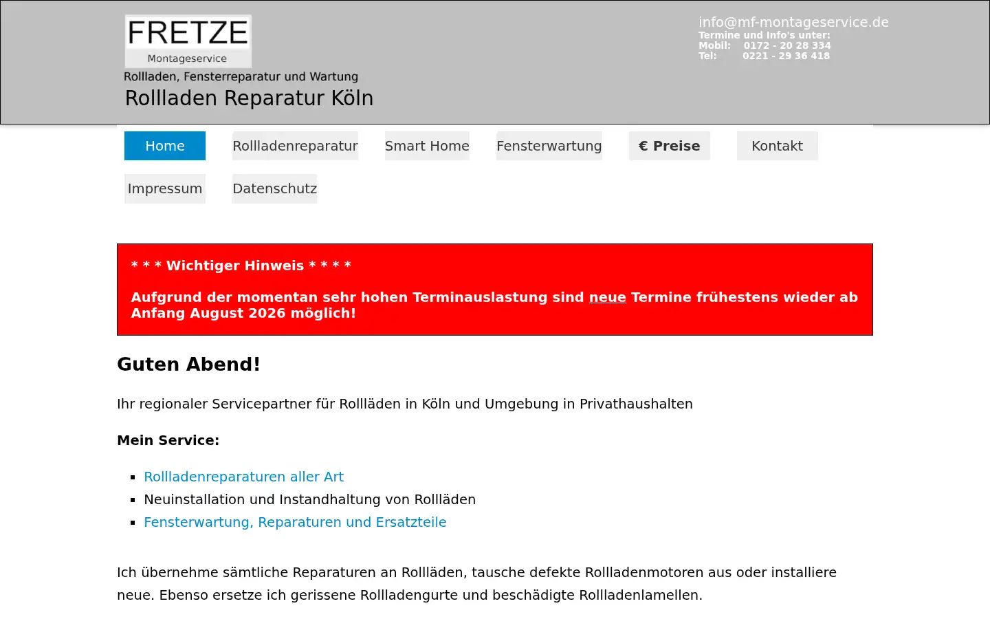 Screenshot of mf-montageservice.de