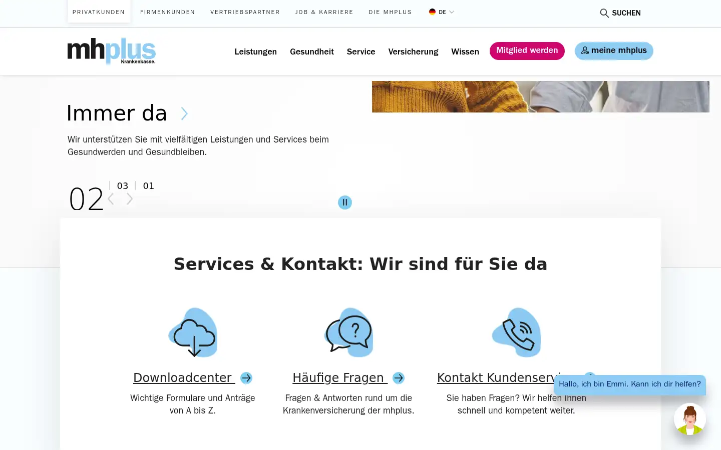 Screenshot of mhplus-krankenkasse.de