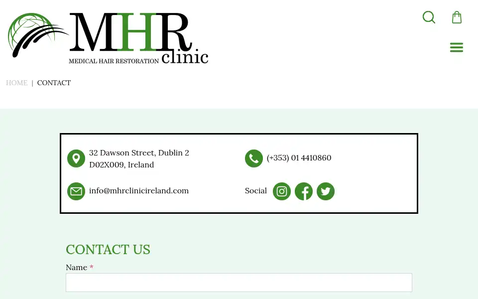Screenshot of mhrclinicireland.com