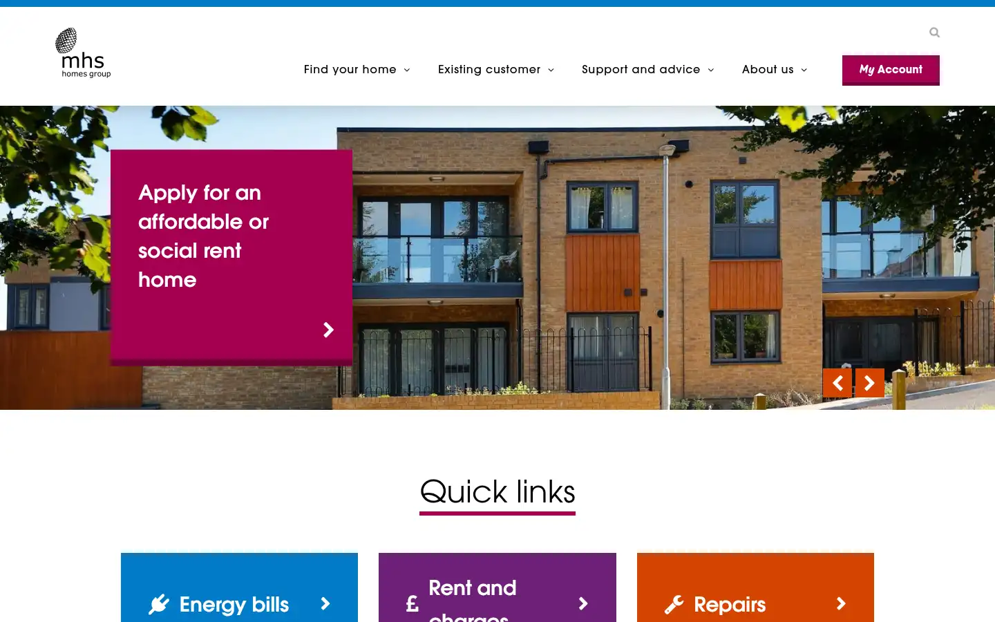 Screenshot of mhs.org.uk
