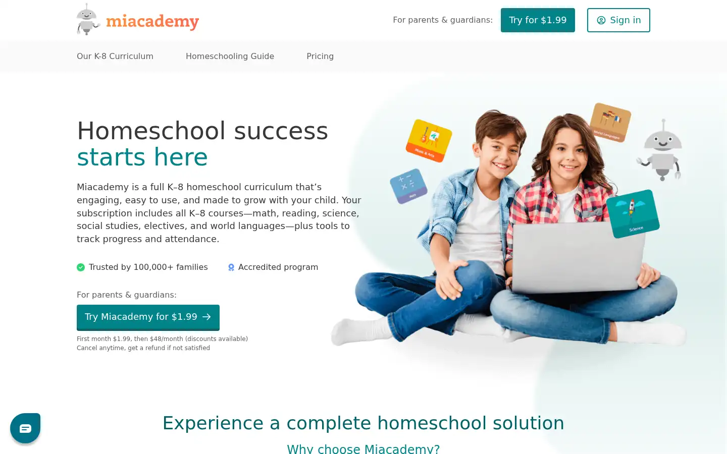 Screenshot of miacademy.co