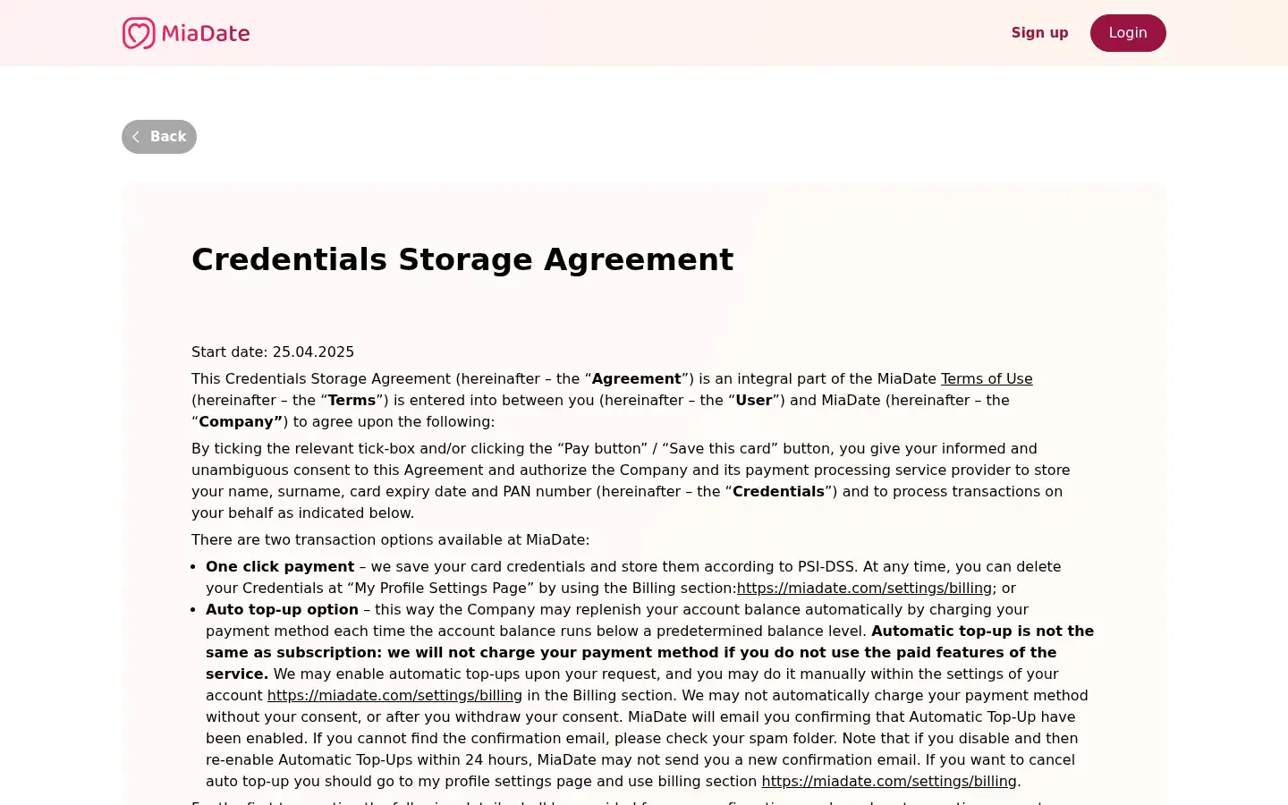 Screenshot of miadate.com