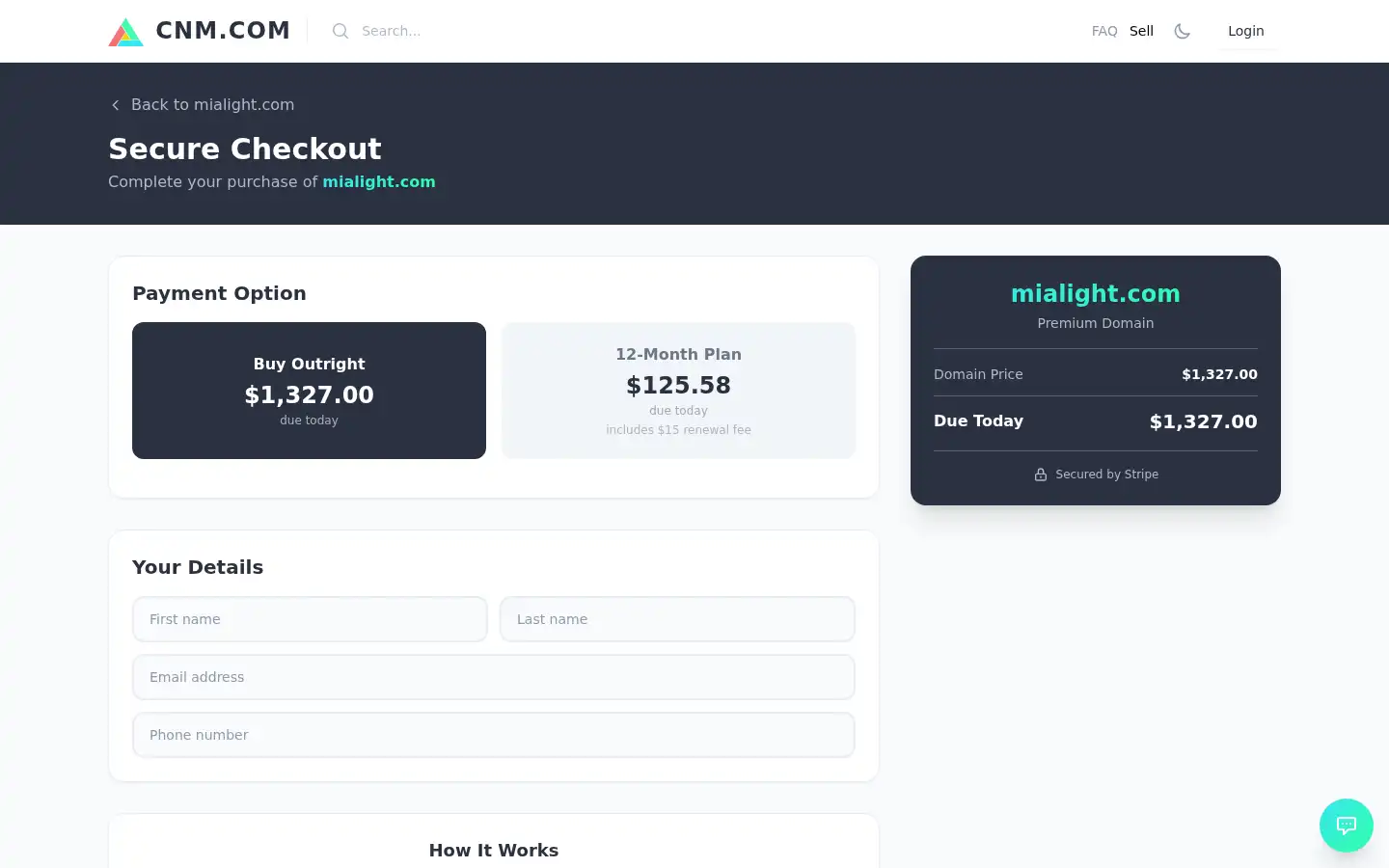 Screenshot of mialight.com