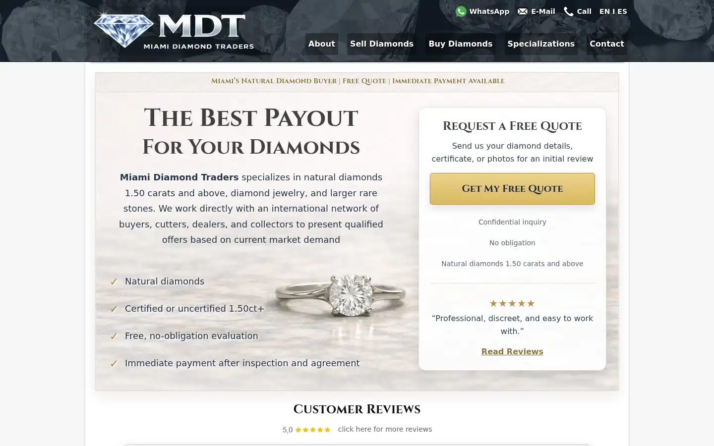 Screenshot of miamidiamondtraders.com