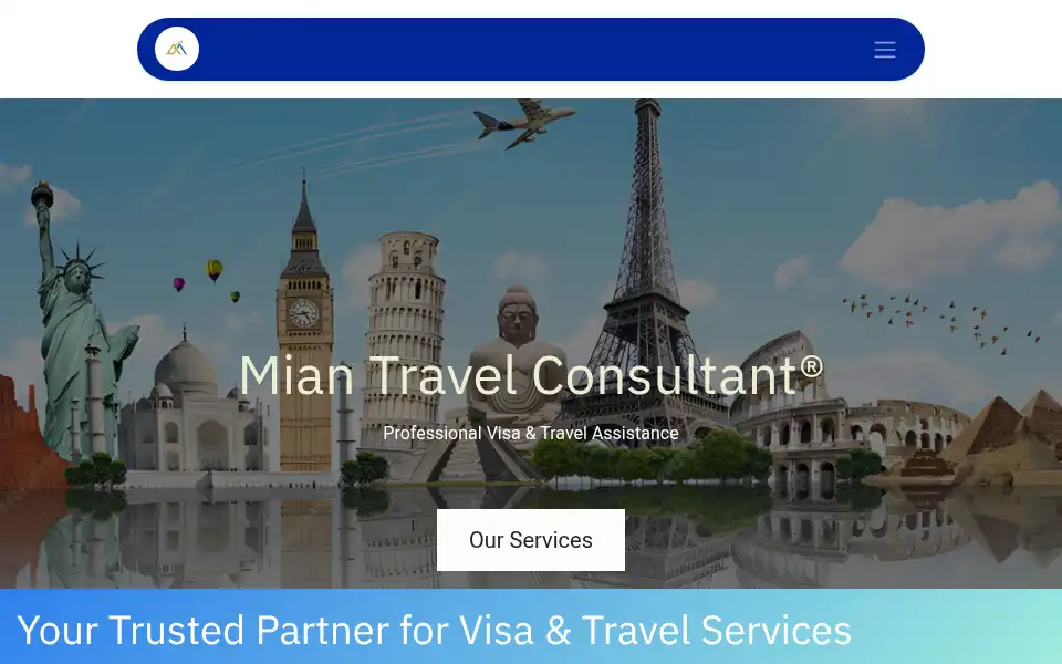 Screenshot of miantravelconsultant.com
