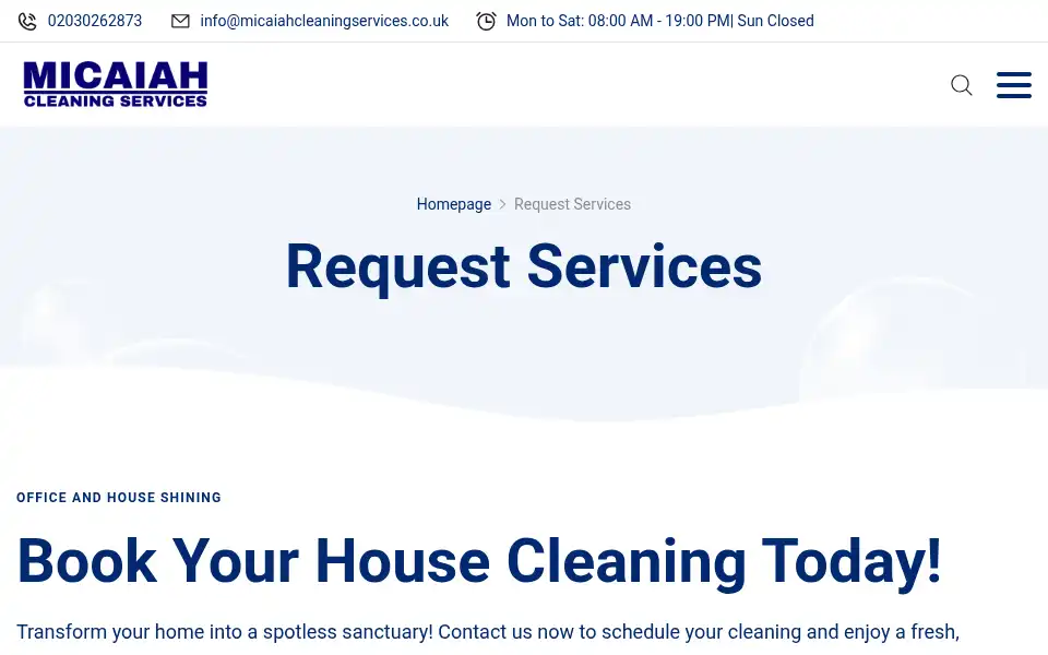 Screenshot of micaiahcleaningservices.co.uk