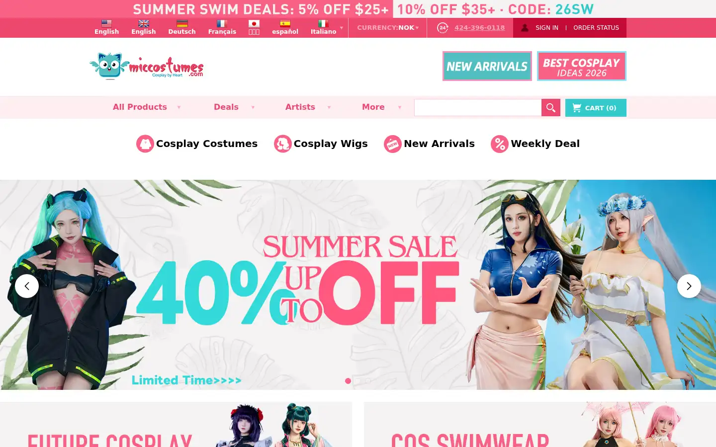 Screenshot of miccostumes.com