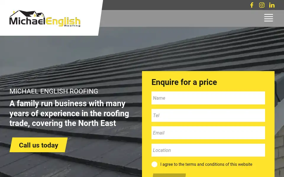 Screenshot of michaelenglishroofing.com