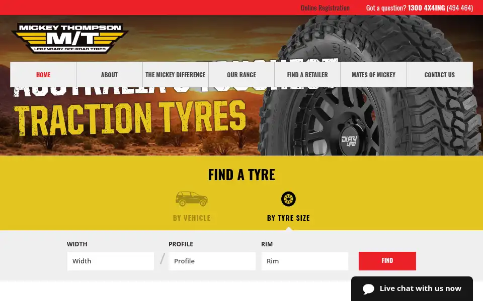 Screenshot of mickeythompsontires.com.au