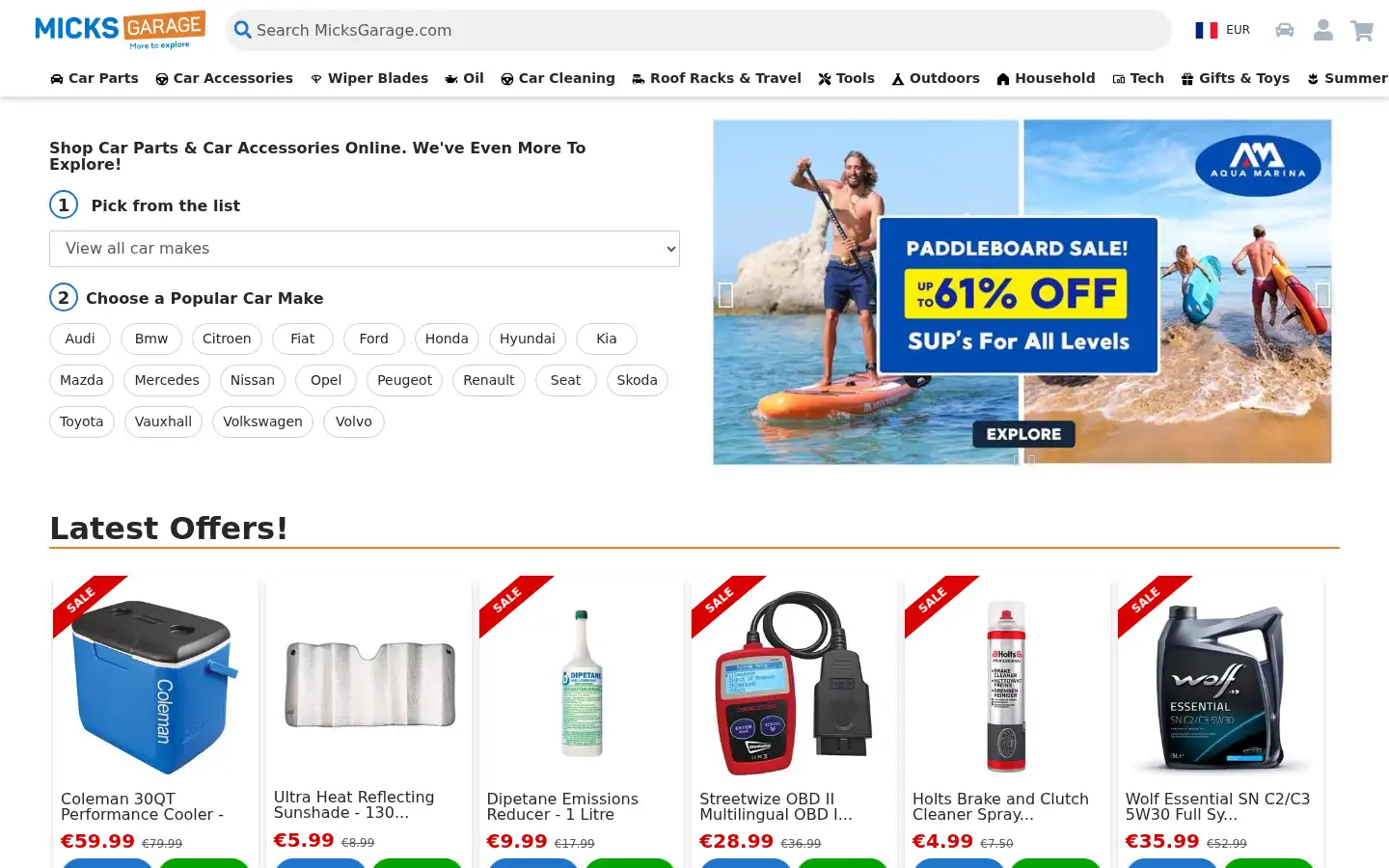 Screenshot of micksgarage.com