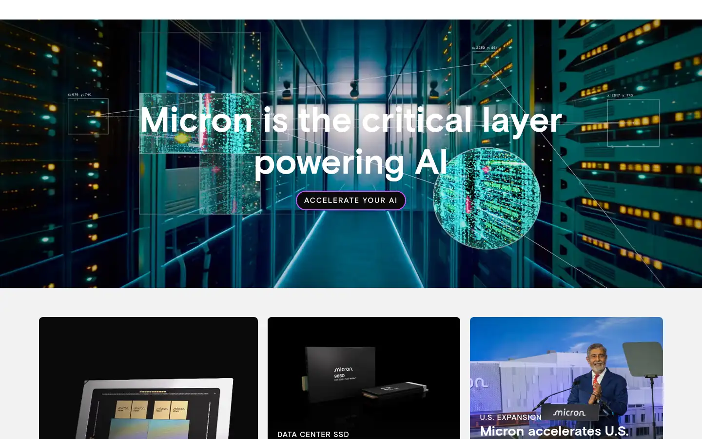 Screenshot of micron.com