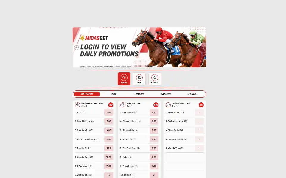 Screenshot of midasbet.com.au