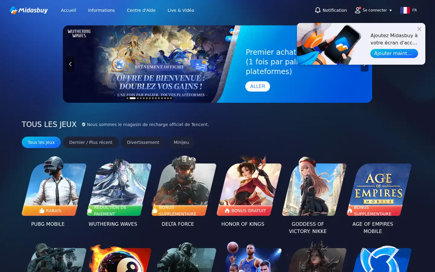 Screenshot of midasbuy.com