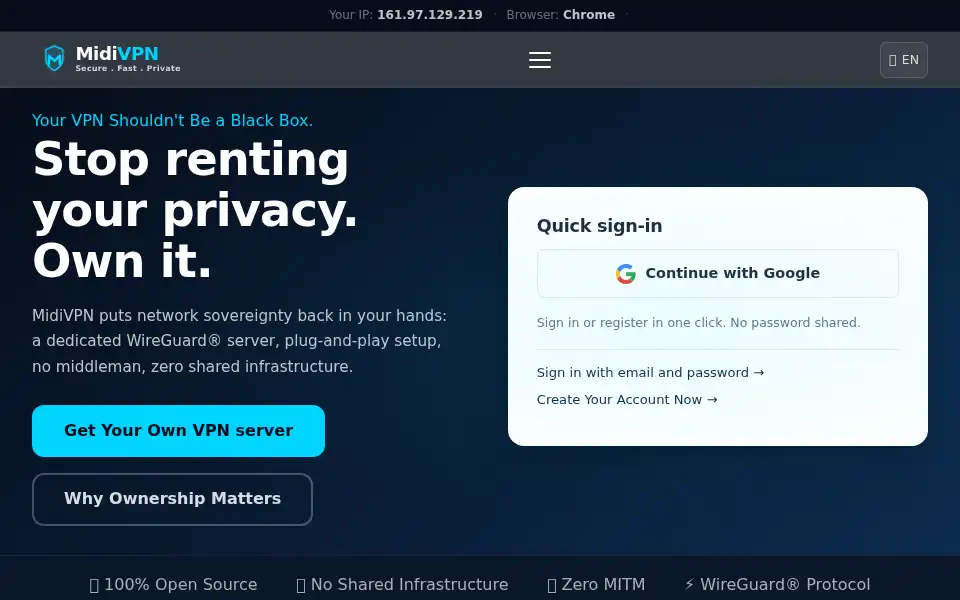 Screenshot of midivpn.com