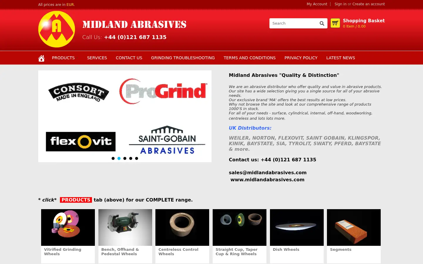 Screenshot of midlandabrasives.com