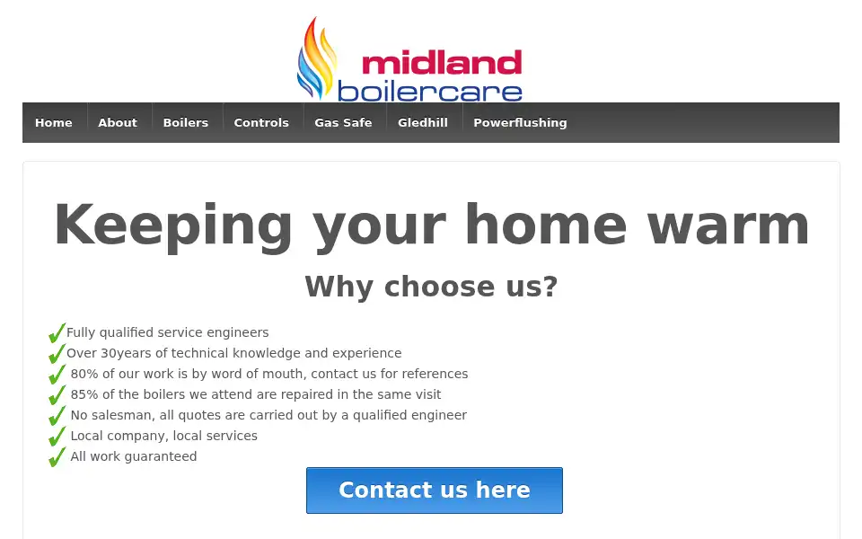 Screenshot of midlandboilercare.co.uk