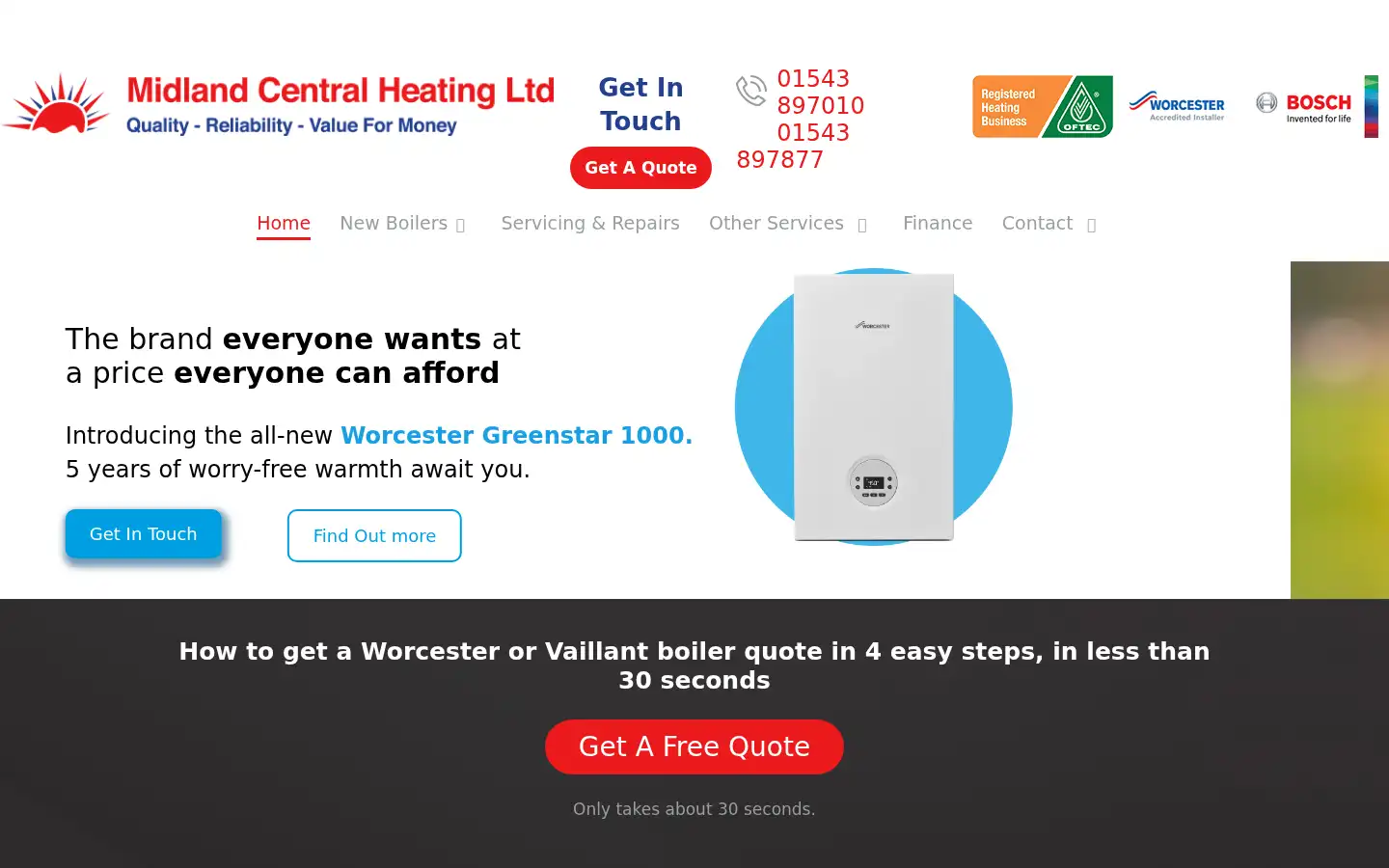 Screenshot of midlandcentralheating.co.uk
