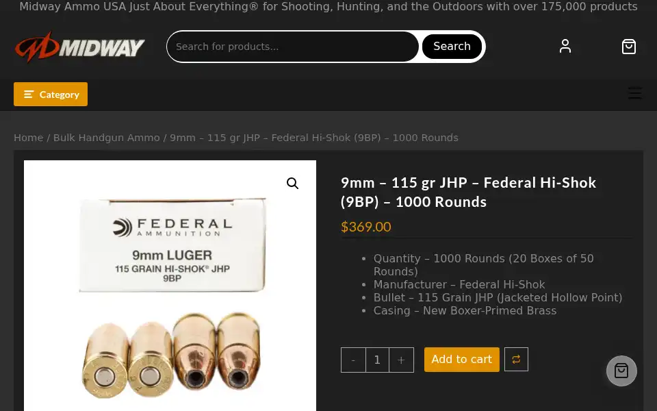Screenshot of midwayweapons.com