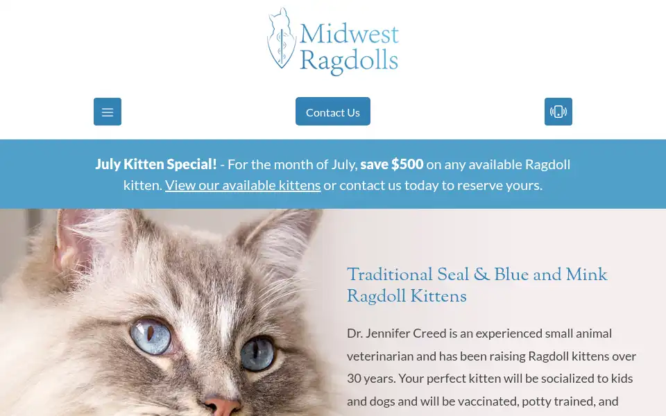 Screenshot of midwestragdolls.com
