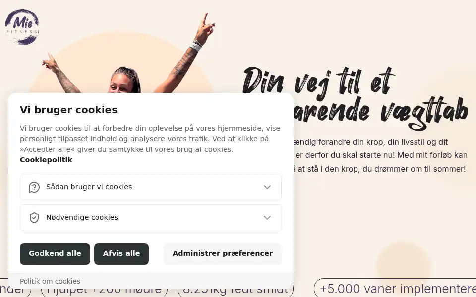 Screenshot of miefitness.dk