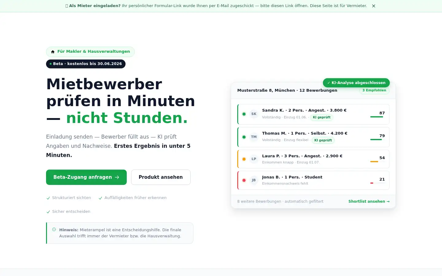 Screenshot of mieterampel.de