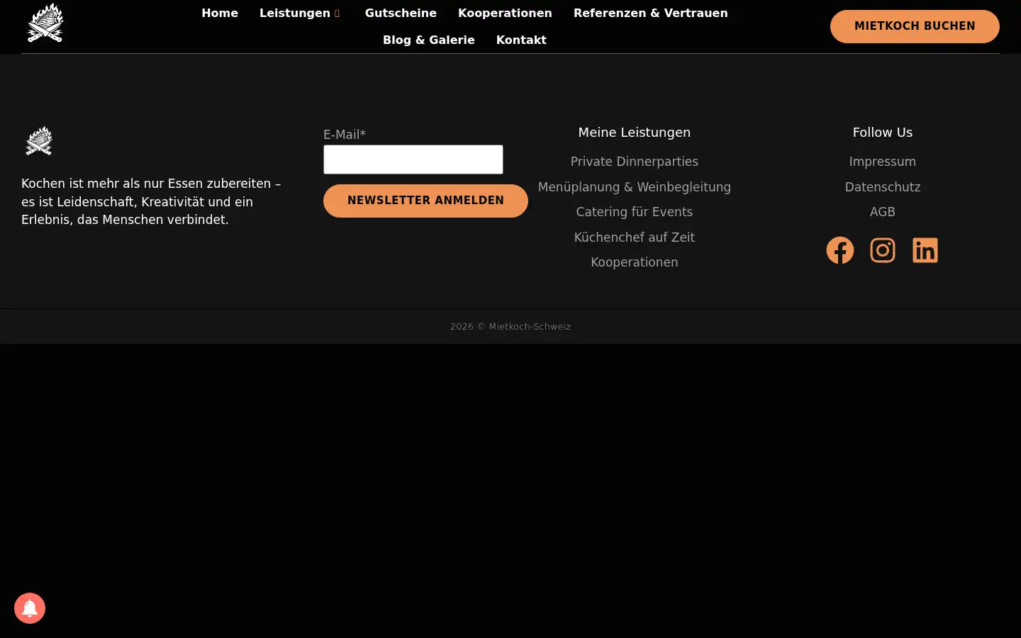 Screenshot of mietkoch-schweiz.ch