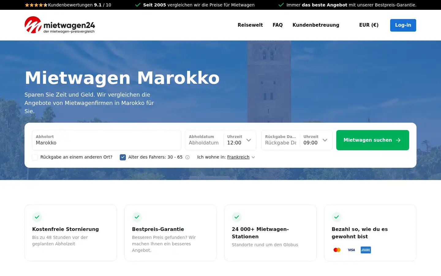 Screenshot of mietwagen24.de