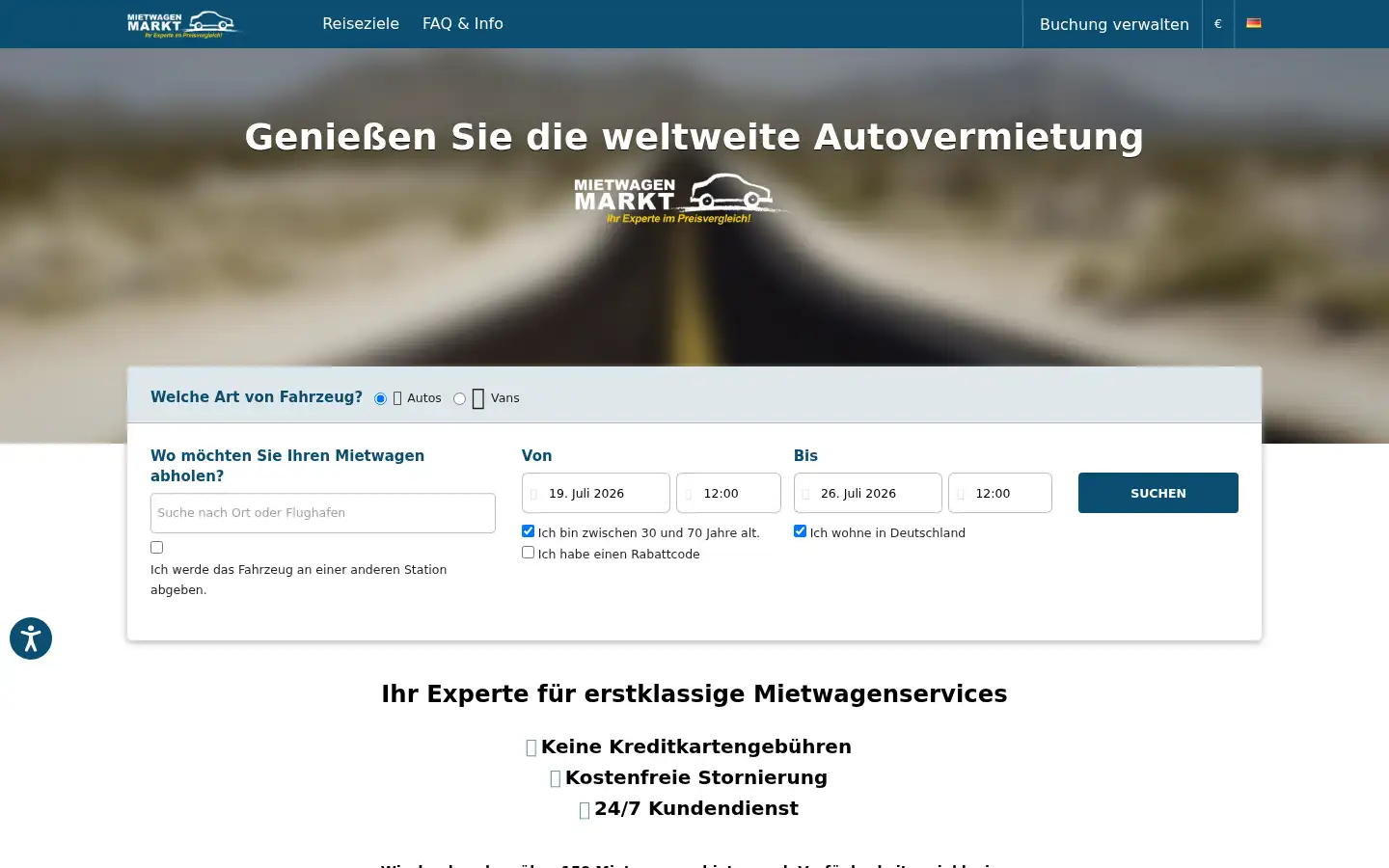 Screenshot of mietwagenmarkt.de