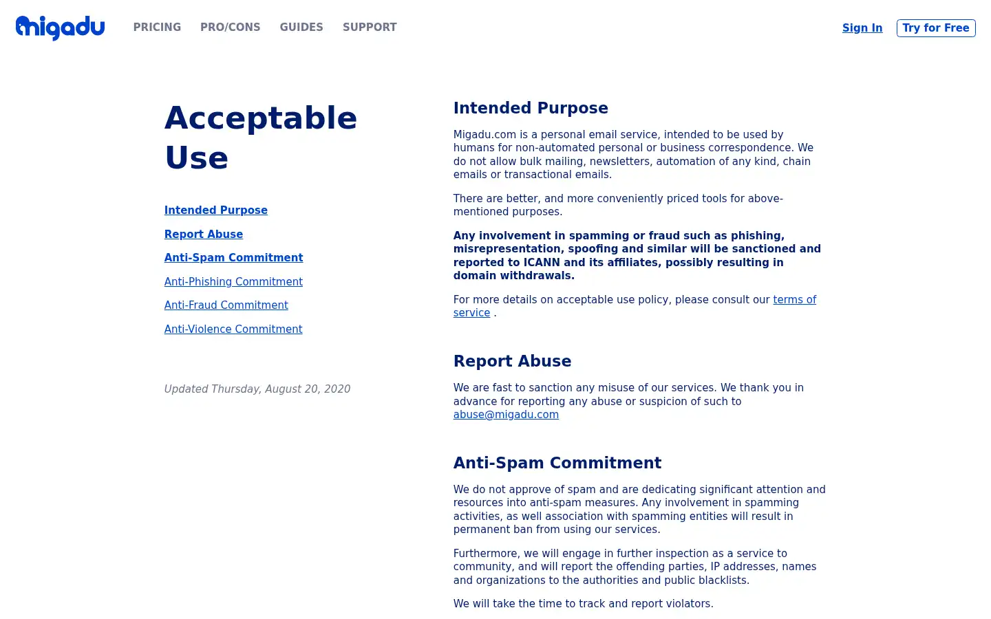 Screenshot of migadu.com
