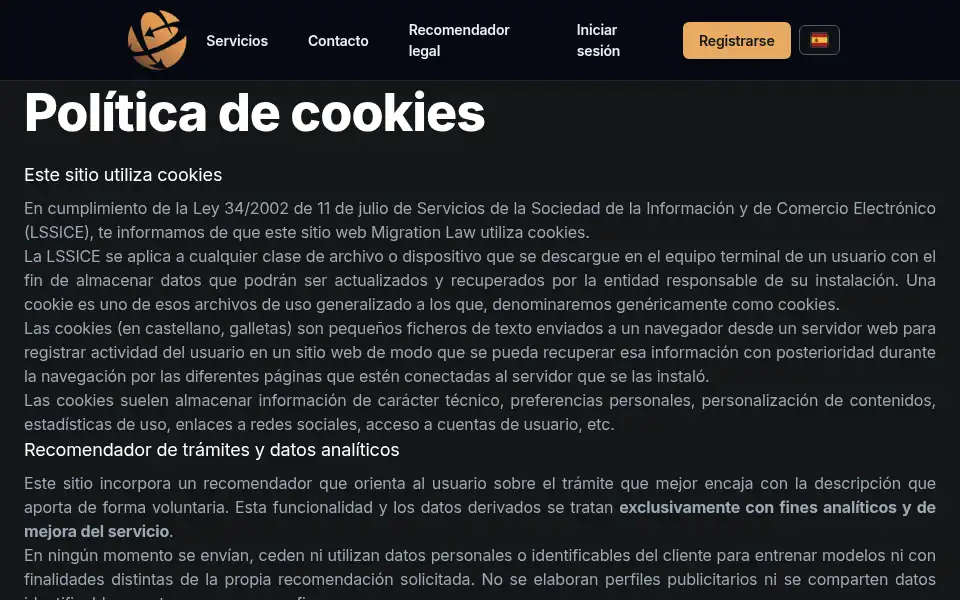Screenshot of migrationlaw.es
