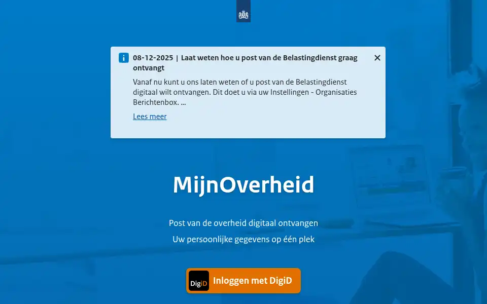 Screenshot of mijn.overheid.nl