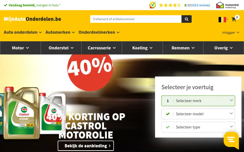 Screenshot of mijnautoonderdelen.be