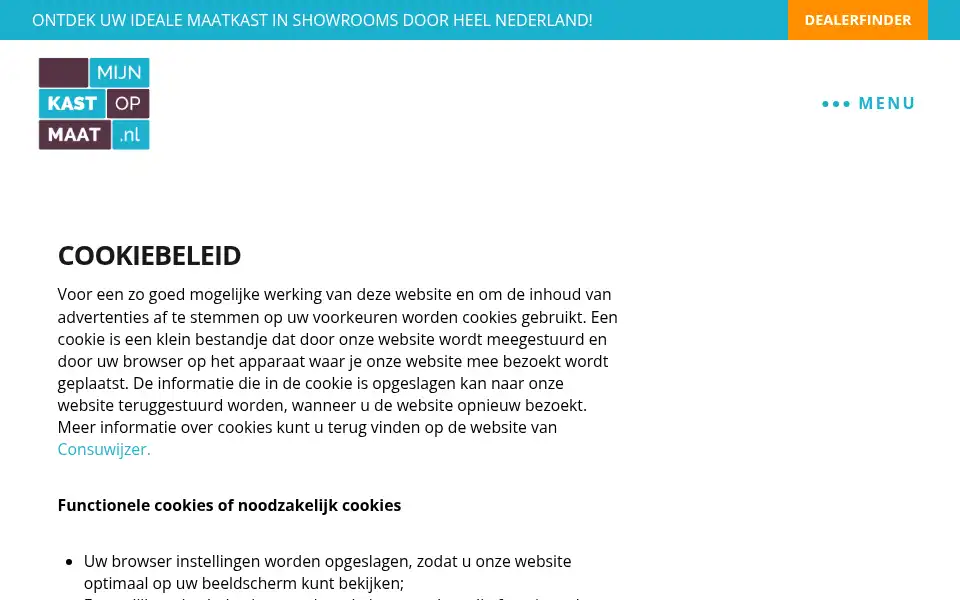 Screenshot of mijnkastopmaat.nl