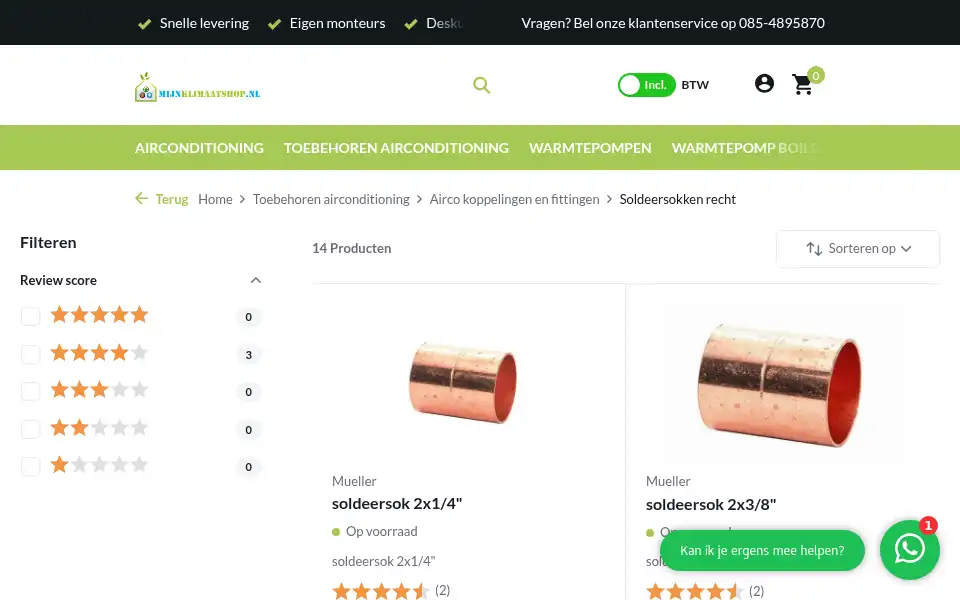 Screenshot of mijnklimaatshop.nl