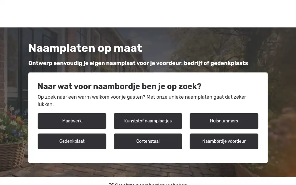 Screenshot of mijnnaamplaat.nl