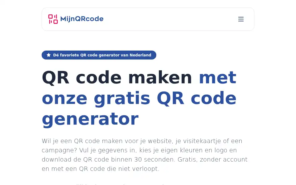 Screenshot of mijnqrcode.nl