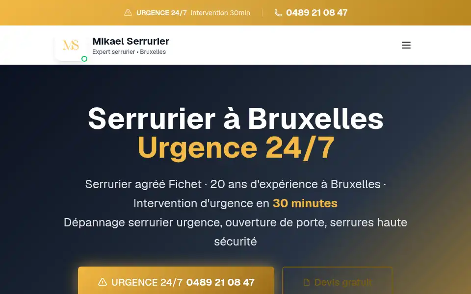 Screenshot of mikaelserrurier.be