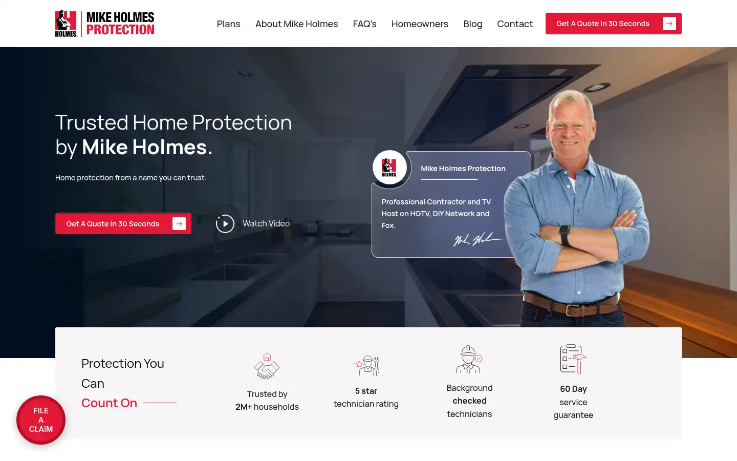 Screenshot of mikeholmesprotection.com