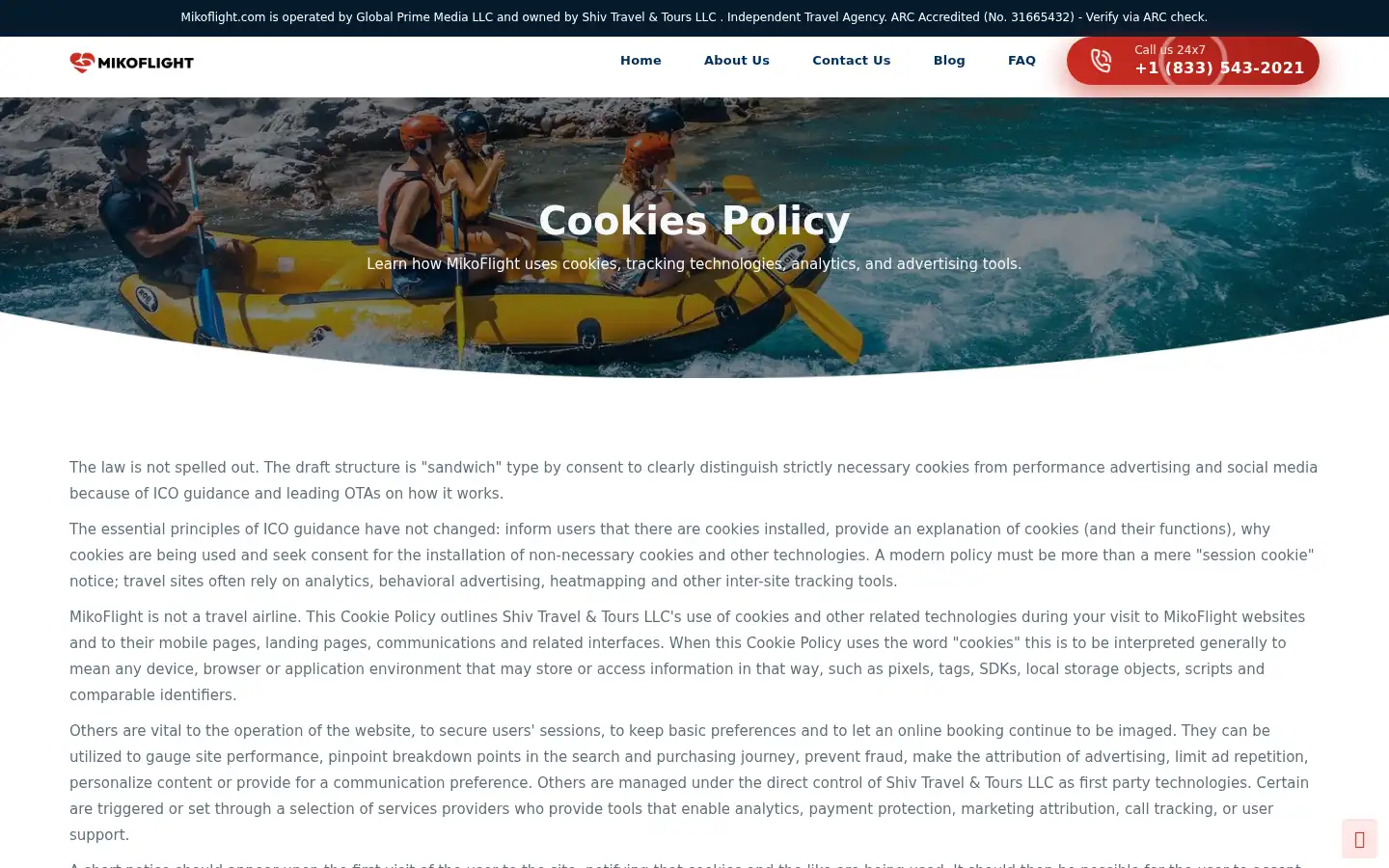 Screenshot of mikoflight.com