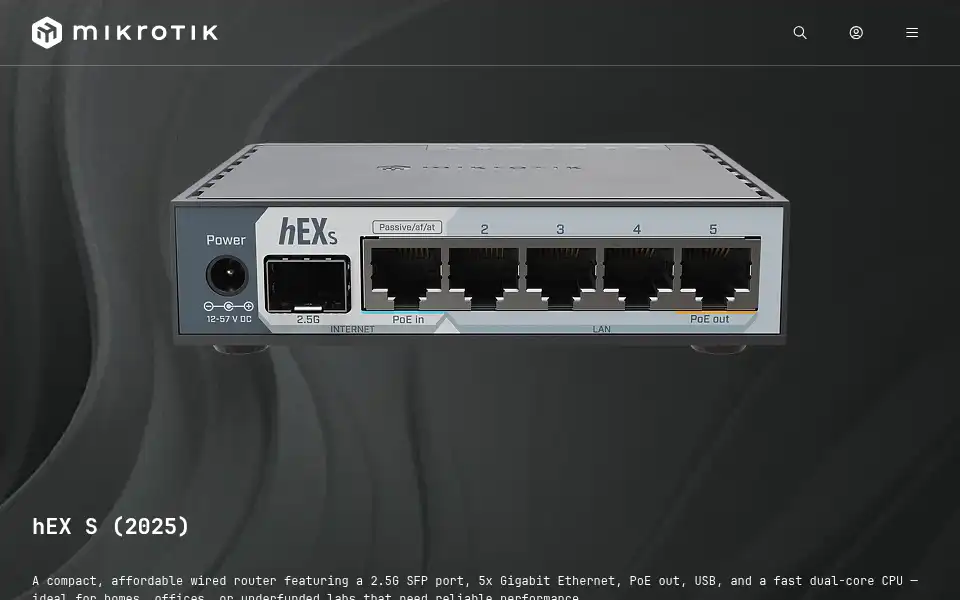 Screenshot of mikrotik.com
