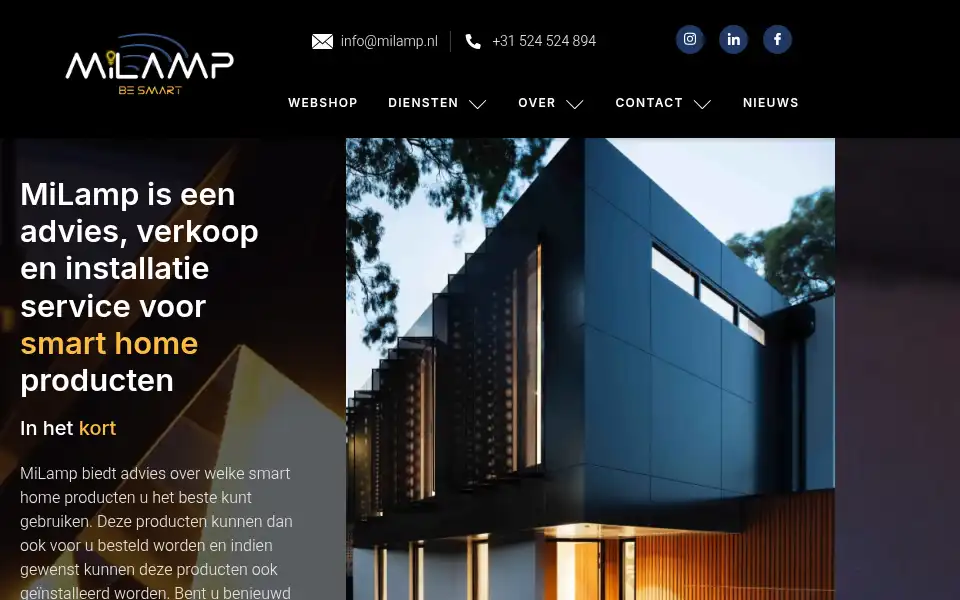Screenshot of milamp.nl
