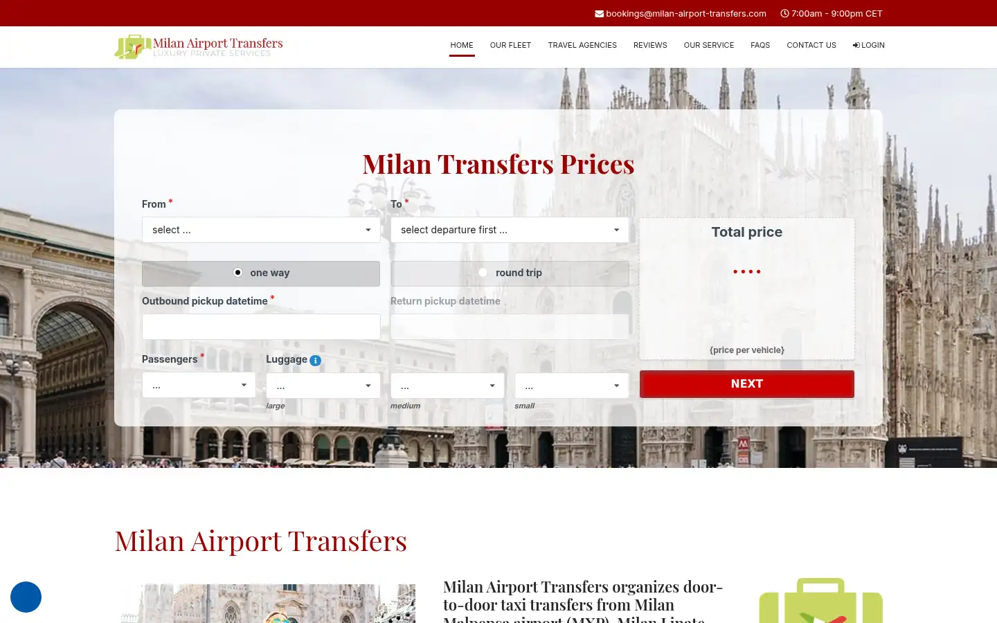 Screenshot of milan-airport-transfers.com
