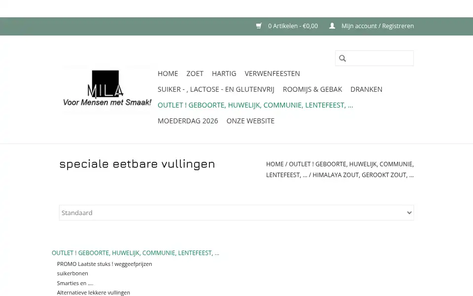 Screenshot of milawebshop.be