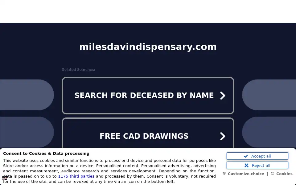 Screenshot of milesdavindispensary.com