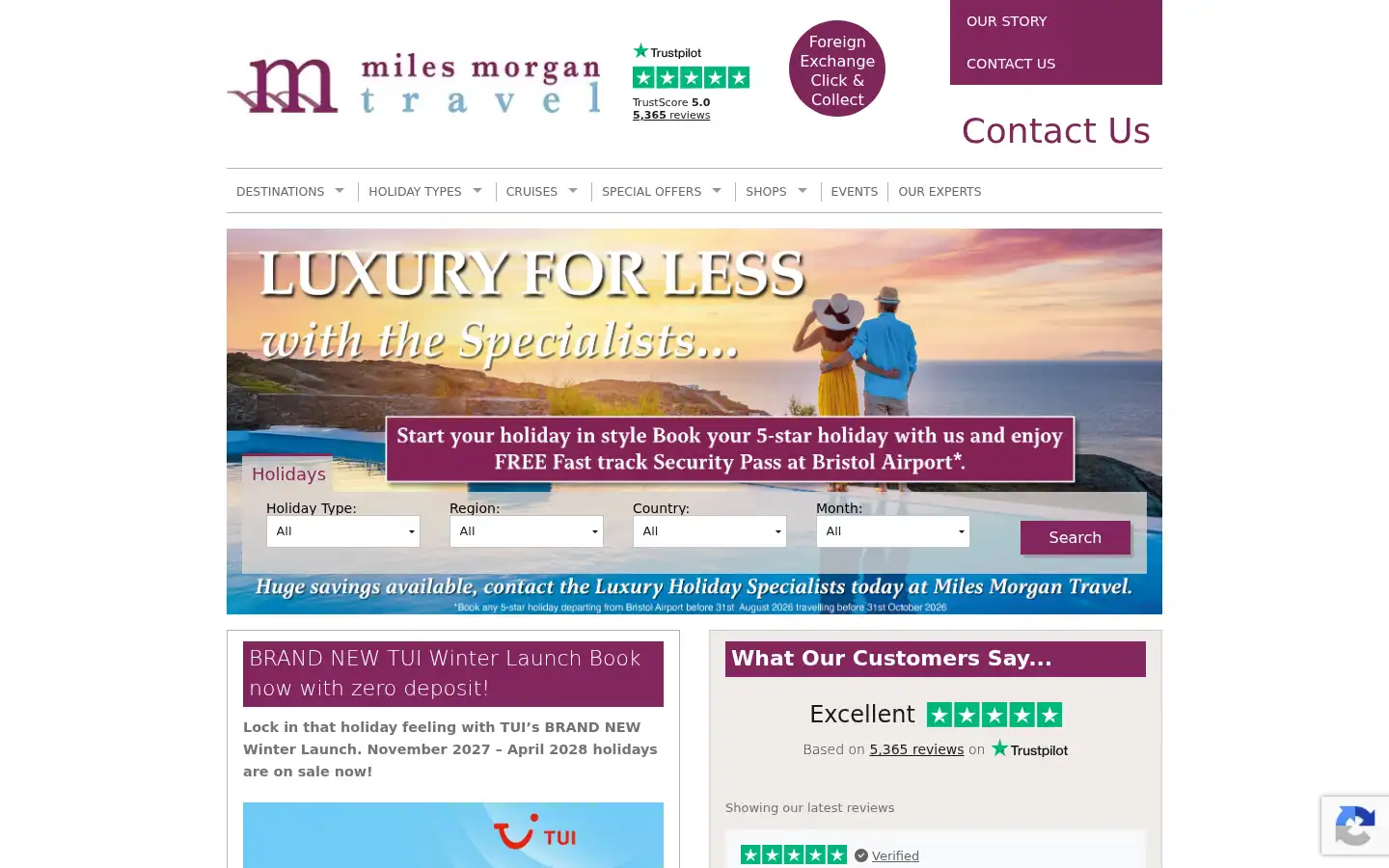 Screenshot of milesmorgantravel.co.uk