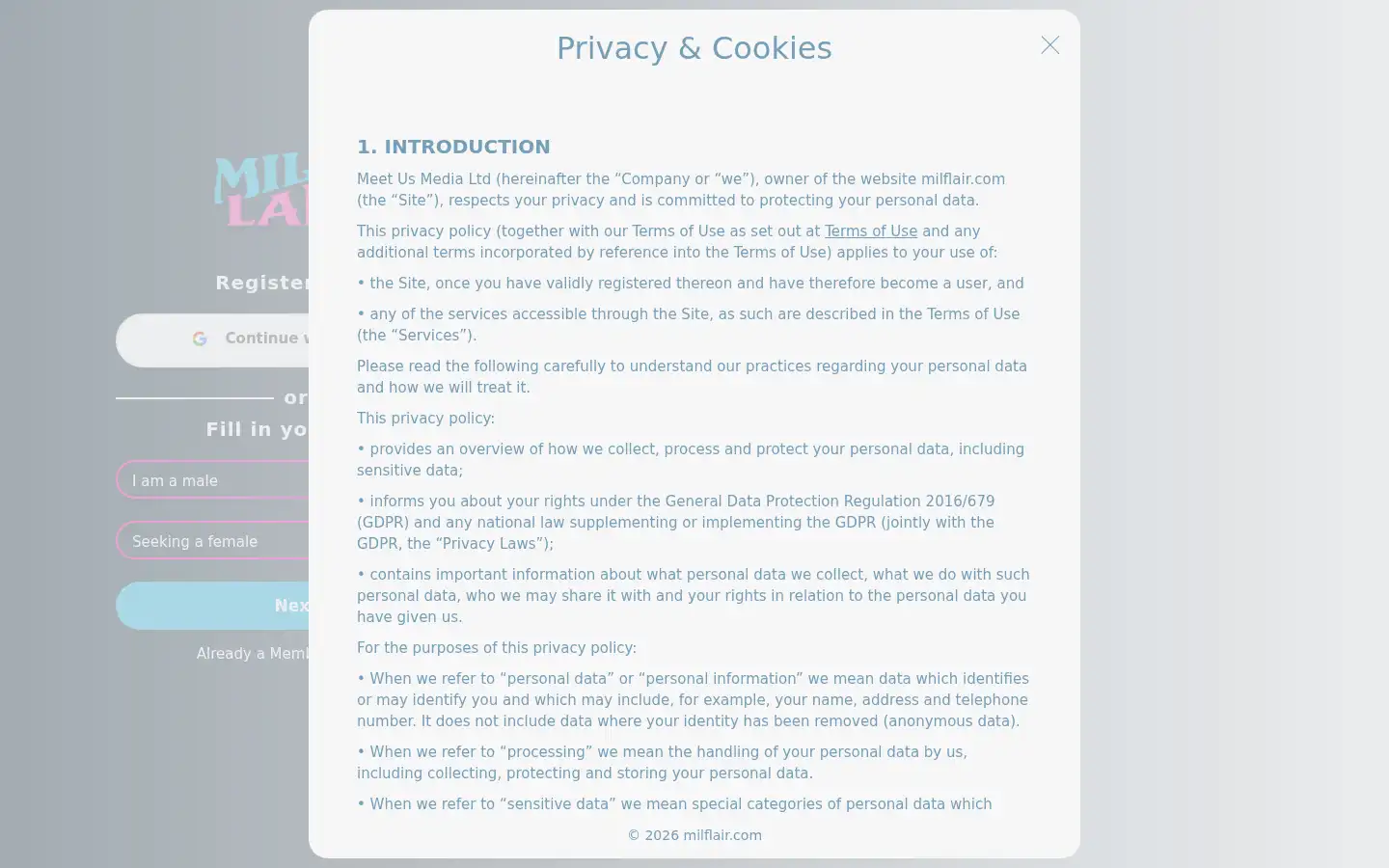 Screenshot of milflair.com