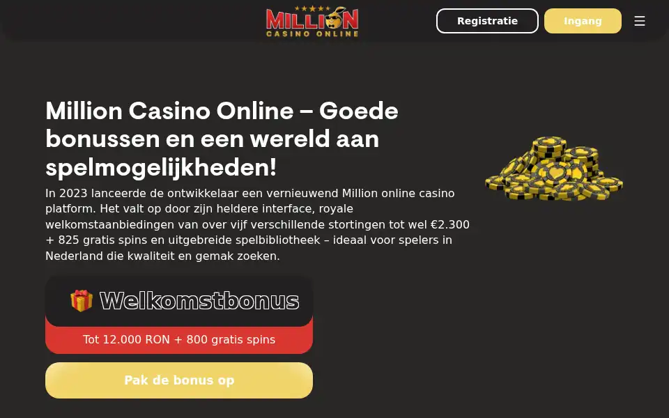 Screenshot of milioncasino.nl