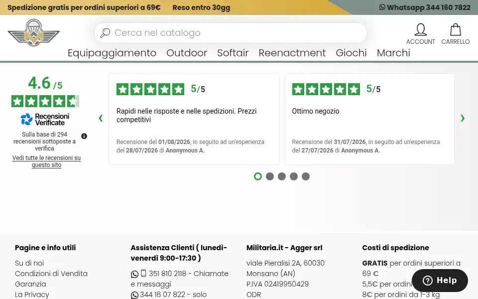 Screenshot of militaria.it