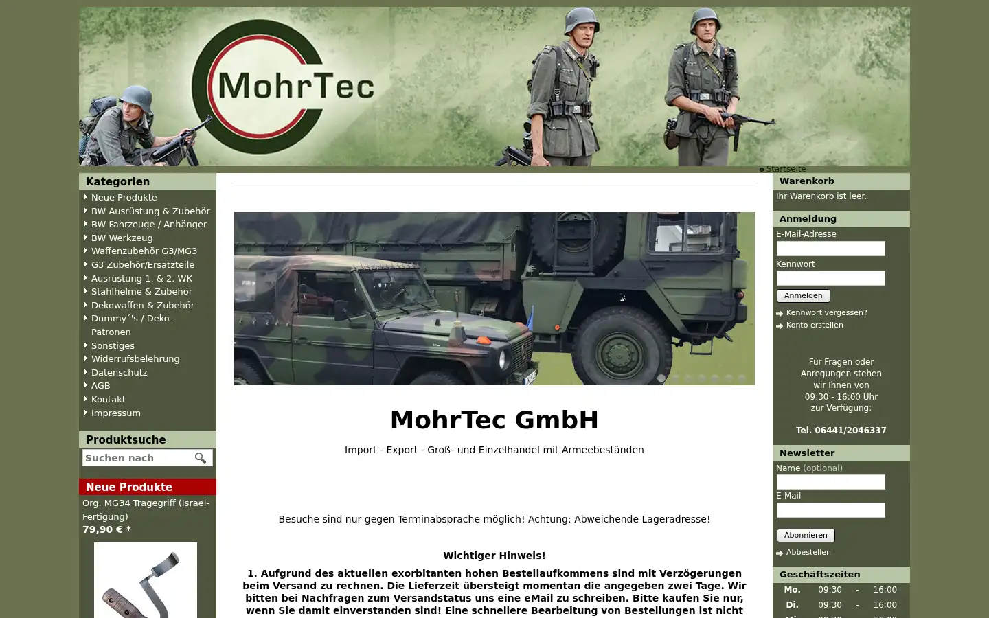Screenshot of militariaandmore.de